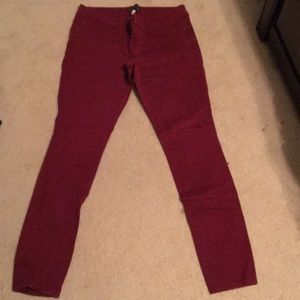 Express maroon skinny jeans